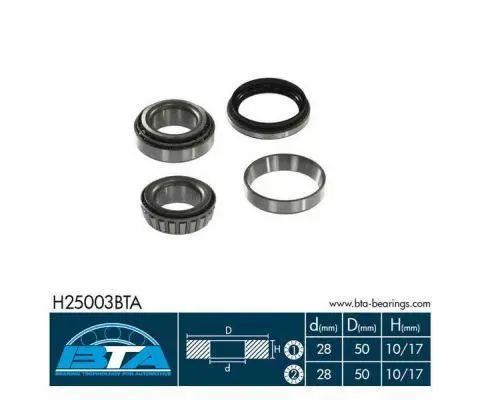 Комплект підшипника колеса задн лів/прав (28x50x17) MITSUBISHI COLT II, LANCER III, LANCER IV 1.2-1.8D 11.83-11.93 BTA H25003BTA (фото 1)