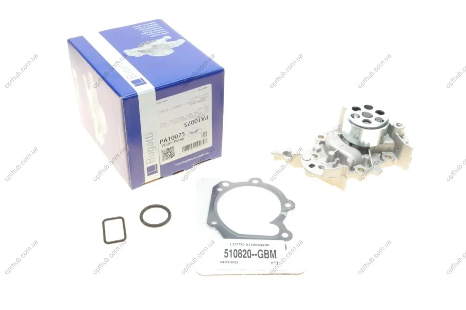 Помпа води Renault Clio II/III/IV/Logan II 1.2/1.2 16V 00-/Dacia Sandero 1.2 08- UA63 BUGATTI PA10075 (фото 1)