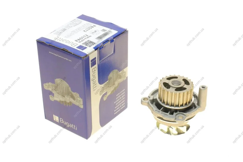 Помпа води Audi A3/A4/Skoda Octavia/VW Caddy/Golf/Passat 1.6/1.8/2.0/FSI 96-(R/B)(7лоп) UA63 BUGATTI PA5112 (фото 1)
