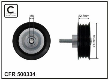 Відвідний/напрямний ролик, поліклиновий ремінь CAFFARO 500334