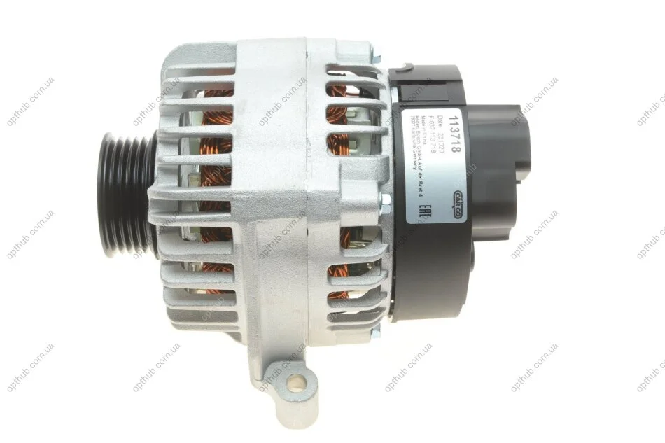 Генератор (14В, 70А, новий із заставою) ALFA ROMEO MITO CITROEN C4 I FIAT 500, DOBLO, FIORINO, GRANDE PUNTO, IDEA, PALIO, PANDA, PUNTO, PUNTO EVO, QUBO, SIENA, STRADA LANCIA MUSA, Y 1.1-2.0 03.96- CARGO F 032 113 718 (фото 1)