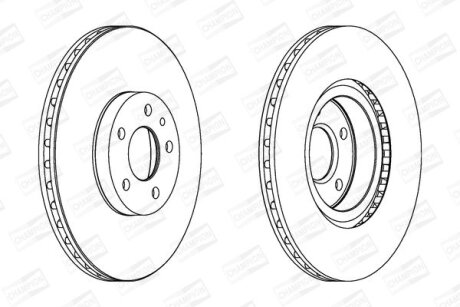 Диск гальмівний передній (кртано)) 2) Fiat Doblo (07-) CHAMPION 561520CH