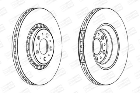 Диск гальмівний передній (кртано)) 2) Volvo XC90 I CHAMPION 562217CH1
