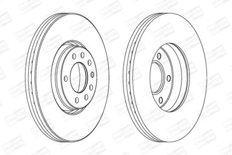 Диск гальмівний передній (кртано)) 2) Opel Astra (G,H), Corsa D, Zafira B CHAMPION 562240CH