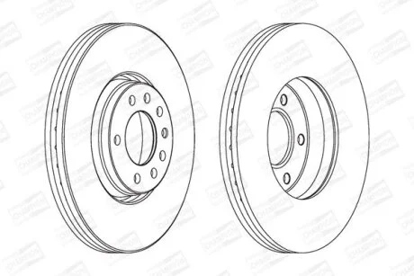 Диск гальмівний передній (кртано)) 2) Opel Astra (G,H), Corsa D, Zafira B CHAMPION 562240CH