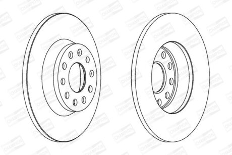 Диск гальмівний задній (кратно 2) Audi A3 (04-09)/ Skoda Octavia II/ VW Passat (B6,B7), Golf (V,VI) CHAMPION 562258CH