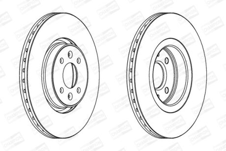 Диск гальмівний передній (кртано)) 2) Renault Grand Scenic II, Scenic II CHAMPION 562410CH