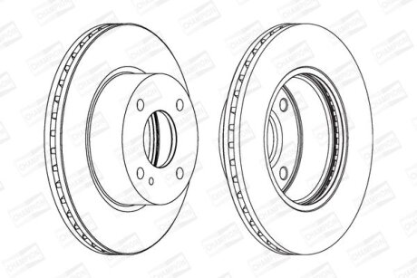 Диск гальмівний передній (кртано)) 2) Ford Fiesta VI CHAMPION 562539CH
