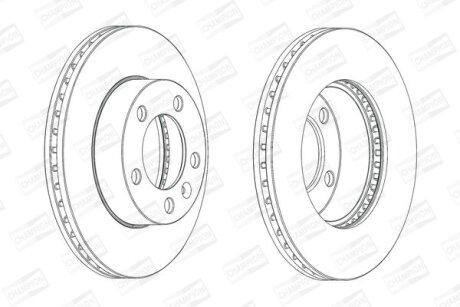 Диск гальмівний передній (кртано)) 2) Renault Master III/ Opel Movano B CHAMPION 562713CH1