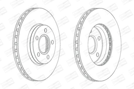 Диск гальмівний передній (кртано)) 2) Ford Focus III CHAMPION 562752CH