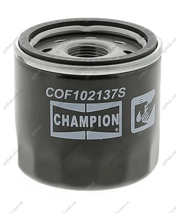 Фільтр масляний NISSAN KUBISTAR 1.2 03-, RENAULT CLIO II 1.2 03-, KANGOO, MODUS 04- (1.2) CHAMPION COF102137S (фото 1)