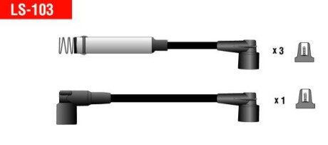 Комплект кабелів високовольтних LS103/190 - 4 ПРОВОДА - OPEL CORSA A, ASTRA F, 1.4 1.6 89-93 92-98 -ua CHAMPION LS-103/190