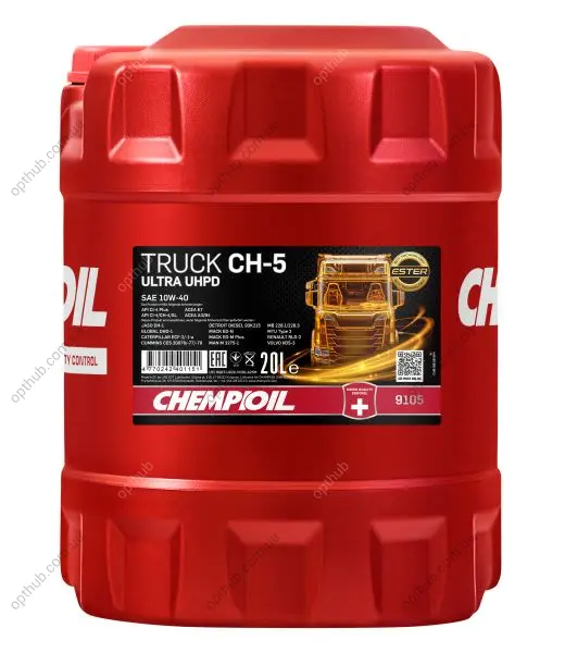 Моторна олива (20L) 10W40 API CH-4 CI-4 CI-4+ SL ACEA E7 CATERPILLAR ECF-1A CATERPILLAR ECF-2 CUMMINS 20076 CUMMINS 20077 CUMMINS 20078 DETROIT DIESEL 93K215 DEUTZ DQC III-10 GLOBAL DHD-1 Chempioil CH-5 UHPD 10W40 20L PL (фото 1)