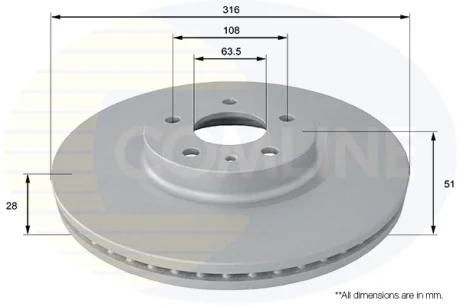 Comline - Диск гальмівний вентильований з покриттям COMLINE ADC1273V