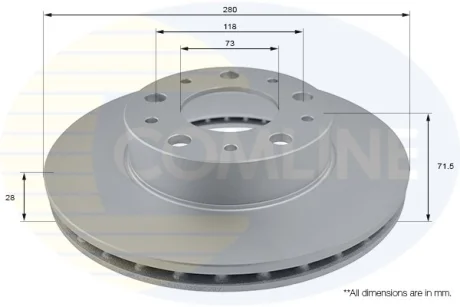 Comline - Диск гальмівний вентильований з покриттям COMLINE ADC2834V