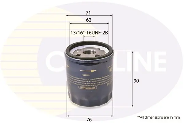 Comline - Фільтр оливи (аналогWL7142/OC237/1) COMLINE EOF003 (фото 1)