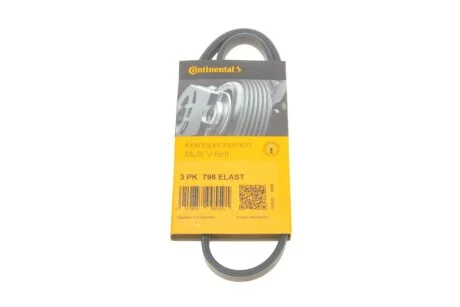 Ремінь генератора Mazda 3/6/CX-3/CX-5 2.0 11- CONTINENTAL (opt-om) Contitech 3PK798 ELAST