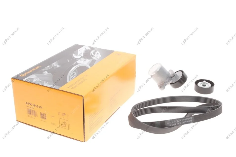 Комплект ремня генератора Hyundai Elantra III/Santa Fe I-II/Sonata V 2.0D/2.2D 01- CONTINENTAL UA63 Contitech 6PK1515K1 (фото 1)