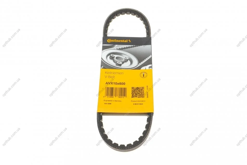 Ремінь генератора Audi 80/100 1.6/2.0D 78-86/Fiat Ducato 2.5D 94-02/Peugeot 505 2.5D 81-93 UA63 Contitech AVX10X600 (фото 1)
