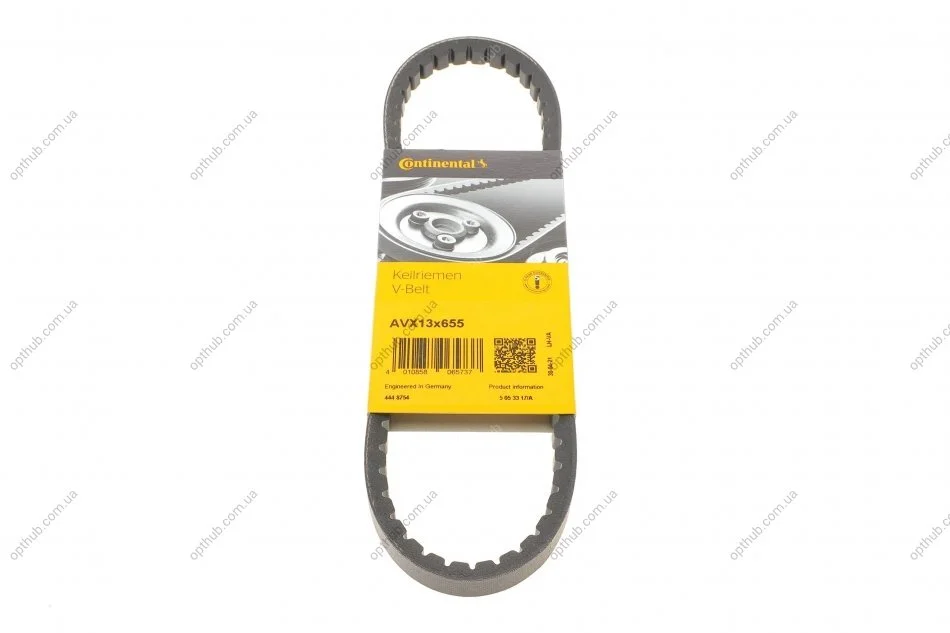 Ремінь генератора Hyundai Elantra/Lantra II 1.6-2.0 16V 96-02 CONTINENTAL UA63 Contitech AVX13X655 (фото 1)