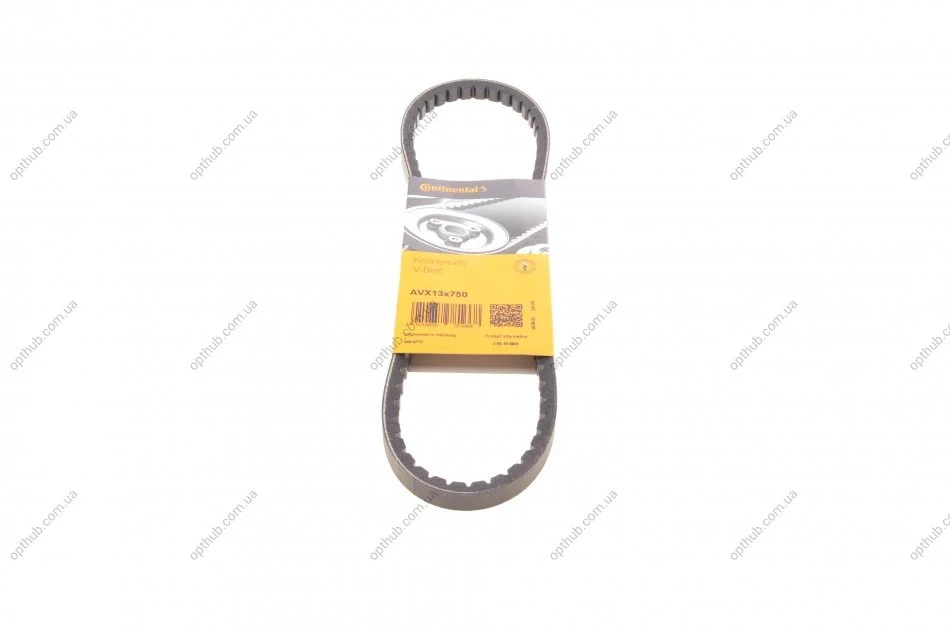 Ремінь генератора Fiat Tipo 1.8 90-95/Mitsubishi Pajero 2.0i/2.6 83-90/L300 2.5D 83-04 (opt-om) Contitech AVX13X750 (фото 1)