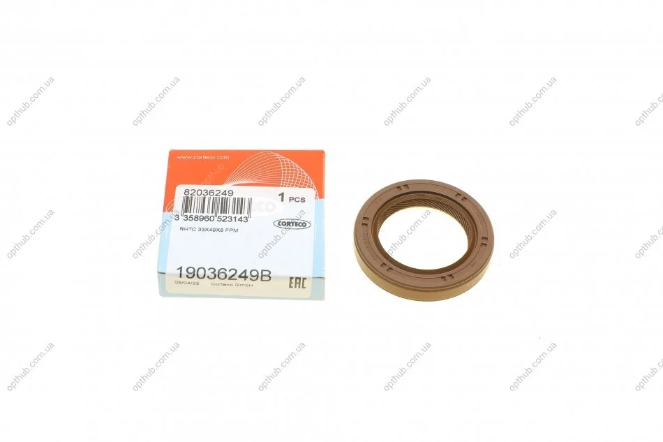Сальник колінвалу (передній) Subaru Forester/Impreza/Legacy 1.6-2.5 -14 (33x49x8) UA63 CORTECO 19036249B (фото 1)