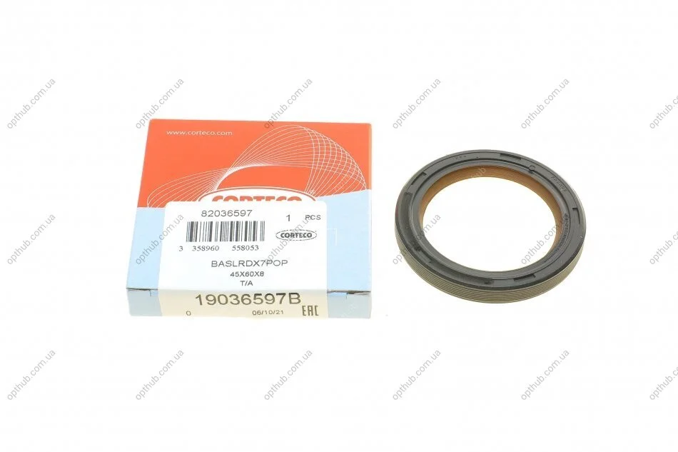 Сальник двигуна FRONT VAG 2,0 TFSI 08-45X60X8 PTFE (вир-во Corteco) CORTECO 19036597B (фото 1)