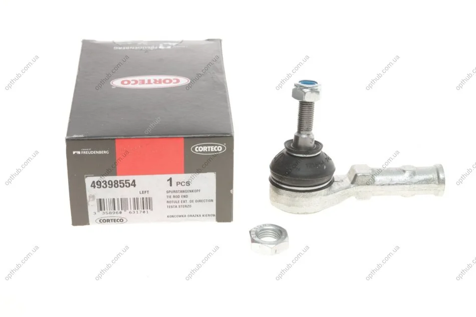 Наконечник тяги рульовой (L) Renault Kangoo 97- (L=90mm) UA63 CORTECO 49398554 (фото 1)