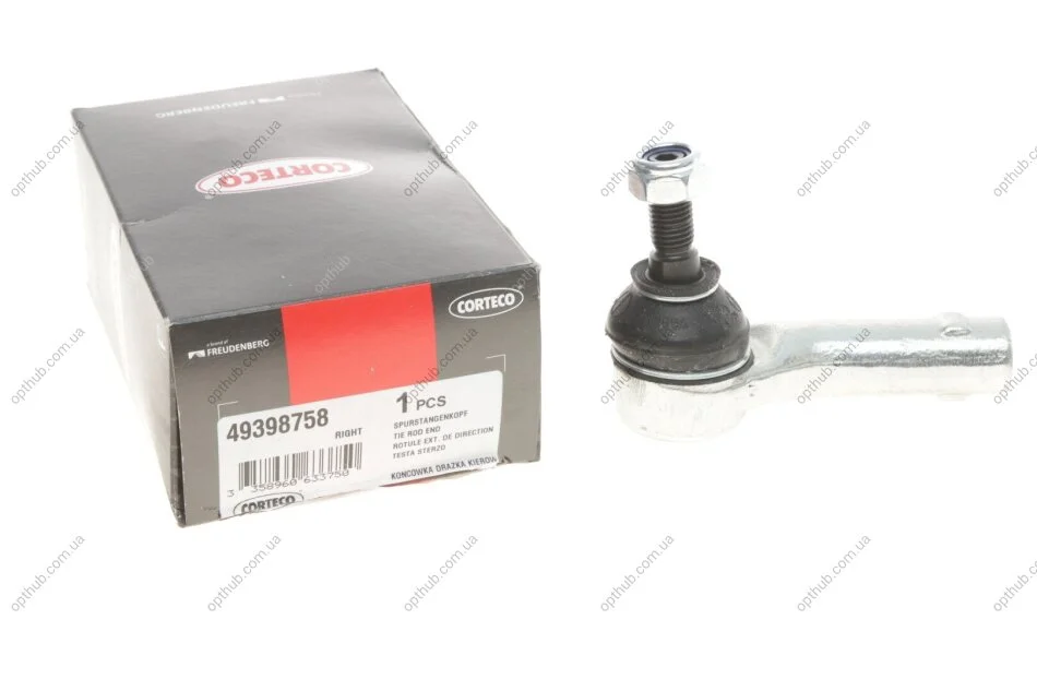 Накінечник тяги керма (R) Audi A3/Skoda Octavia/VW Golf IV 95-06 (правва різьба) (парний №493986 UA63 CORTECO 49398758 (фото 1)