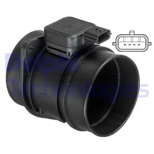 Витратомір повітря (4 pin, модуль) OPEL MOVANO B RENAULT GRAND SCENIC III, MASTER III, MEGANE, MEGANE III, SCENIC III 2.0D/2.3D 02.09- Delphi AF10628-12B1 (фото 1)