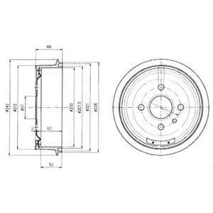 Гальмівний барабан задн CHEVROLET LACETTI DAEWOO CIELO, ESPERO, LANOS, LEMANS, NEXIA, NUBIRA OPEL ASCONA B, ASCONA C, ASTRA F, ASTRA F CLASSIC, ASTRA G, COMBO, CORSA C, KADETT B 1.0-2.0 09.65- Delphi BF102 (фото 1)