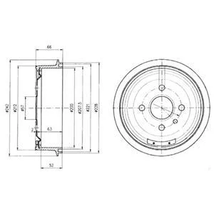 Гальмівний барабан задн CHEVROLET LACETTI DAEWOO CIELO, ESPERO, LANOS, LEMANS, NEXIA, NUBIRA OPEL ASCONA B, ASCONA C, ASTRA F, ASTRA F CLASSIC, ASTRA G, COMBO, CORSA C, KADETT B 1.0-2.0 09.65- Delphi BF102