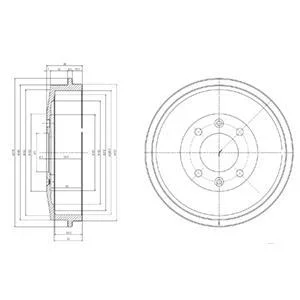 Гальмівний барабан задн CITROEN BERLINGO, C15, XSARA, XSARA PICASSO, ZX PEUGEOT 305, 305 I, 305 II, 306, 405 I, 405 II, 406, PARTNER, PARTNER ORIGIN, PARTNER TEPEE 1.0-Electric 11.75- Delphi BF169