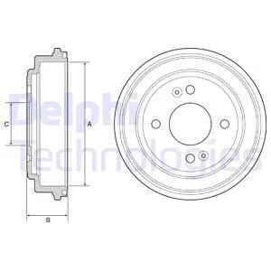 Гальмівний барабан задн HYUNDAI GETZ 1.1-1.6 09.02- Delphi BF551