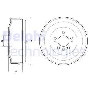 Гальмівний барабан задн VW AMAROK 2.0/2.0D/3.0D 09.10- Delphi BF558 (фото 1)