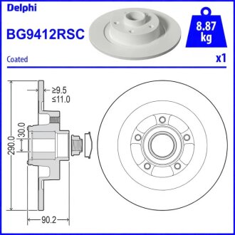 Диск гальмівний Delphi BG9412RSC