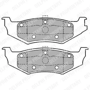 Комплект гальмівних колодок задн, CHRYSLER 300M, CIRRUS, CONCORDE, LE BARON, LHS, NEON, NEON II, PT CRUISER, SARATOGA, SEBRING, STRATUS, VISION, VOYAGER III DODGE AVENGER 1.6-3.8 09.86- Delphi LP1162