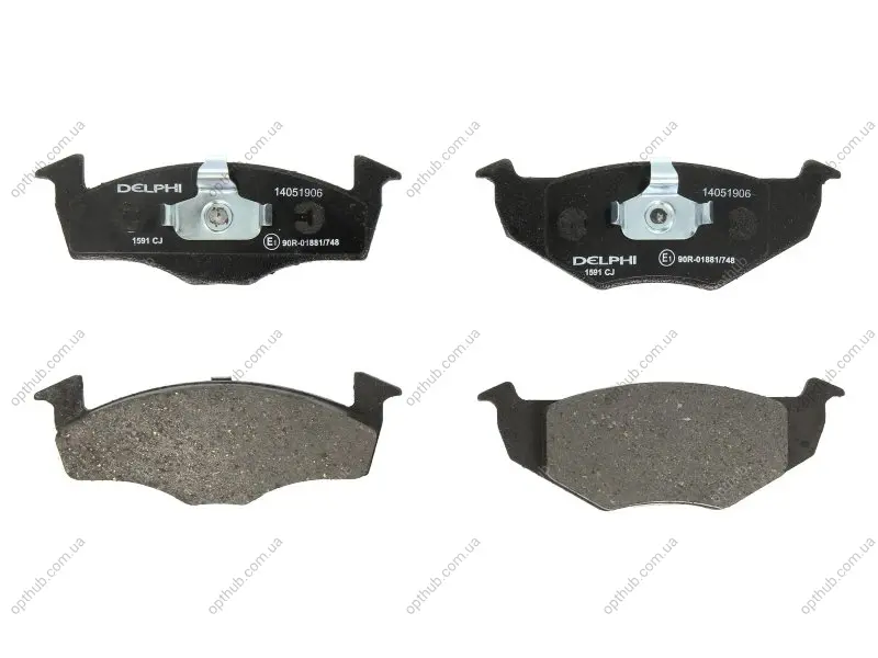 Комплект гальмівних колодок передн, SEAT CORDOBA, CORDOBA VARIO, IBIZA II, TOLEDO I, TOLEDO II VW GOLF III, POLO, POLO III CLASSIC, VENTO 1.4-1.9D 05.91-07.04 Delphi LP1591 (фото 1)