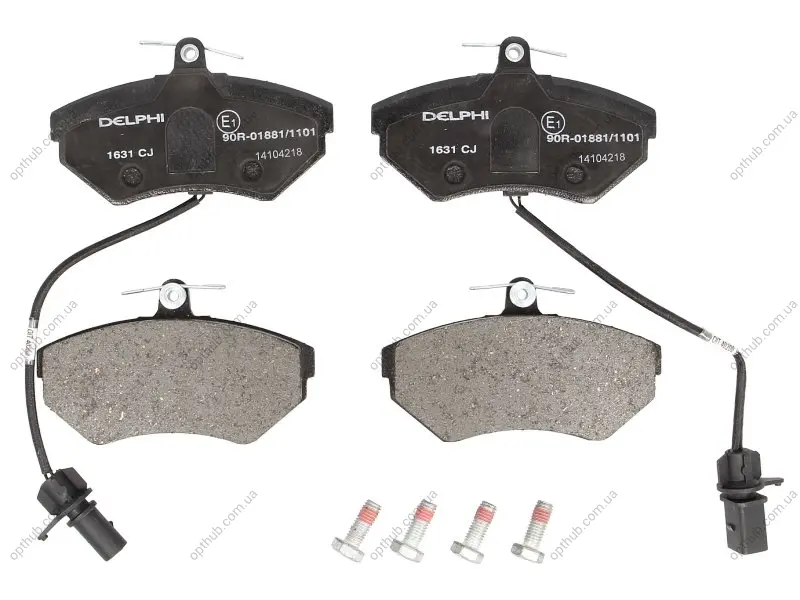 Комплект гальмівних колодок передн, AUDI A4 B5, A4 B6, A4 B7 SEAT EXEO, EXEO ST VW PASSAT B3/B4, PASSAT B5 1.6-3.0D 03.90-05.13 Delphi LP1631 (фото 1)