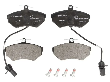 Комплект гальмівних колодок передн, AUDI A4 B5, A4 B6, A4 B7 SEAT EXEO, EXEO ST VW PASSAT B3/B4, PASSAT B5 1.6-3.0D 03.90-05.13 Delphi LP1631