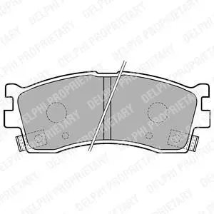 Комплект гальмівних колодок передн, KIA CARENS I, CERATO, CERATO I, CLARUS, RIO I, ROADSTER, SHUMA I, SHUMA II 1.3-2.0 07.96- Delphi LP1702 (фото 1)
