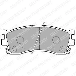 Комплект гальмівних колодок передн, KIA CARENS I, CERATO, CERATO I, CLARUS, RIO I, ROADSTER, SHUMA I, SHUMA II 1.3-2.0 07.96- Delphi LP1702