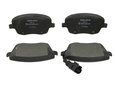 Комплект гальмівних колодок передн, SEAT CORDOBA, IBIZA III SKODA FABIA I, FABIA I PRAKTIK, FABIA II, ROOMSTER, ROOMSTER PRAKTIK VW POLO IV 1.0-2.0 08.99-05.15 Delphi LP1754