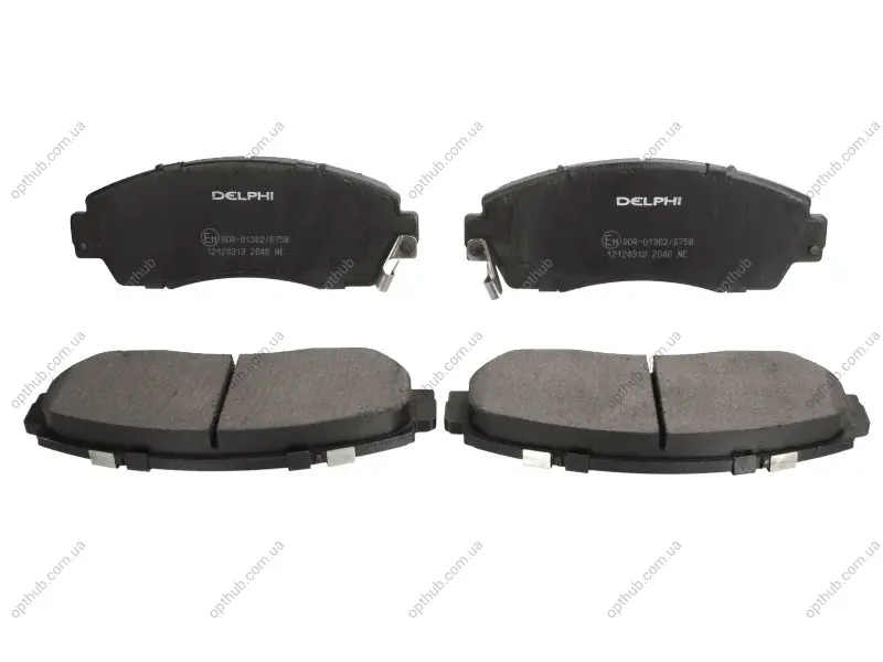 Комплект гальмівних колодок передн, HONDA CROSSTOUR I, CR-V II, CR-V III, CR-V IV, CR-V V, ODYSSEY SUBARU LEGACY VI 1.5-3.6 09.01- Delphi LP2046 (фото 1)