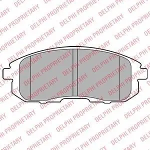 Комплект гальмівних колодок передн, NISSAN 200SX, CUBE, JUKE, MAXIMA VI, PRIMERA, PULSAR, QUEST, SENTRA VII, TEANA I, TIIDA, X-TRAIL I RENAULT LATITUDE SUZUKI SX4 1.2-3.5 09.88- Delphi LP2148 (фото 1)