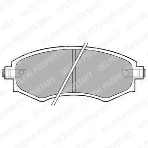 Комплект гальмівних колодок передн, DAEWOO KORANDO, MUSSO HYUNDAI COUPE I, COUPE II, ELANTRA III, LANTRA I, LANTRA II, MATRIX, SONATA II, SONATA III, SONATA IV, TIBURON 1.5-3.2 09.88- Delphi LP606