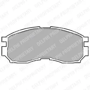 Комплект гальмівних колодок передн, DODGE AVENGER HYUNDAI SANTAMO MITSUBISHI COLT III, COLT IV, ECLIPSE I, ECLIPSE II, GALANT VI, GALANT VII, GALANT VIII, LANCER III 1.3-2.5 01.87-06.07 Delphi LP803 (фото 1)