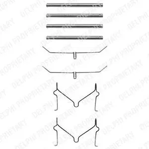 Монтажний набір гальмівних колодок передн TOYOTA 4 RUNNER I, 4 RUNNER II, HILUX III, HILUX IV, HILUX V, HILUX VI, LAND CRUISER, LITEACE 1.3-4.2D 03.69- Delphi LX0182 (фото 1)