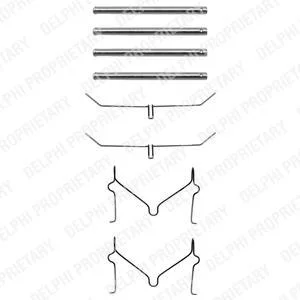 Монтажний набір гальмівних колодок передн TOYOTA 4 RUNNER I, 4 RUNNER II, HILUX III, HILUX IV, HILUX V, HILUX VI, LAND CRUISER, LITEACE 1.3-4.2D 03.69- Delphi LX0182