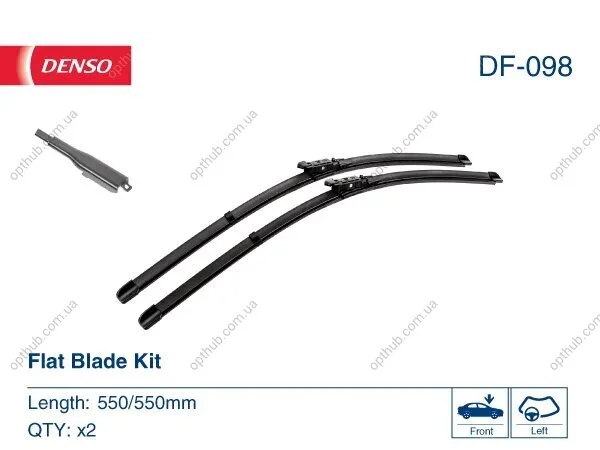 Щітка склоочисника К-Т БЕСКАРКАСНЫЙ / 550/550 MM / LHD / MERCEDES-BENZ SLC (R172) SLK (R171) SLK (R172) -ua DENSO DF-098 (фото 1)